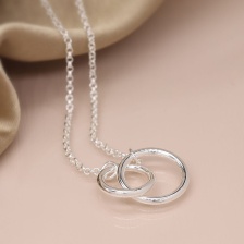 Silver Plated Linked Double Hoop Necklace by Peace of Mind